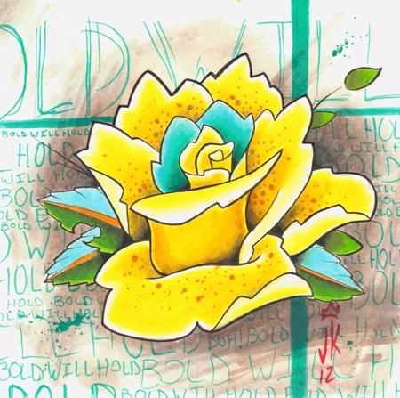 Tattoos - yellow rose illutraton - 70214
